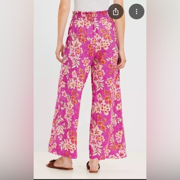 LOFT Pants - LOFT Breezy Wide Leg Lily Linen Blend Pants Size M, Tropical Spring Break